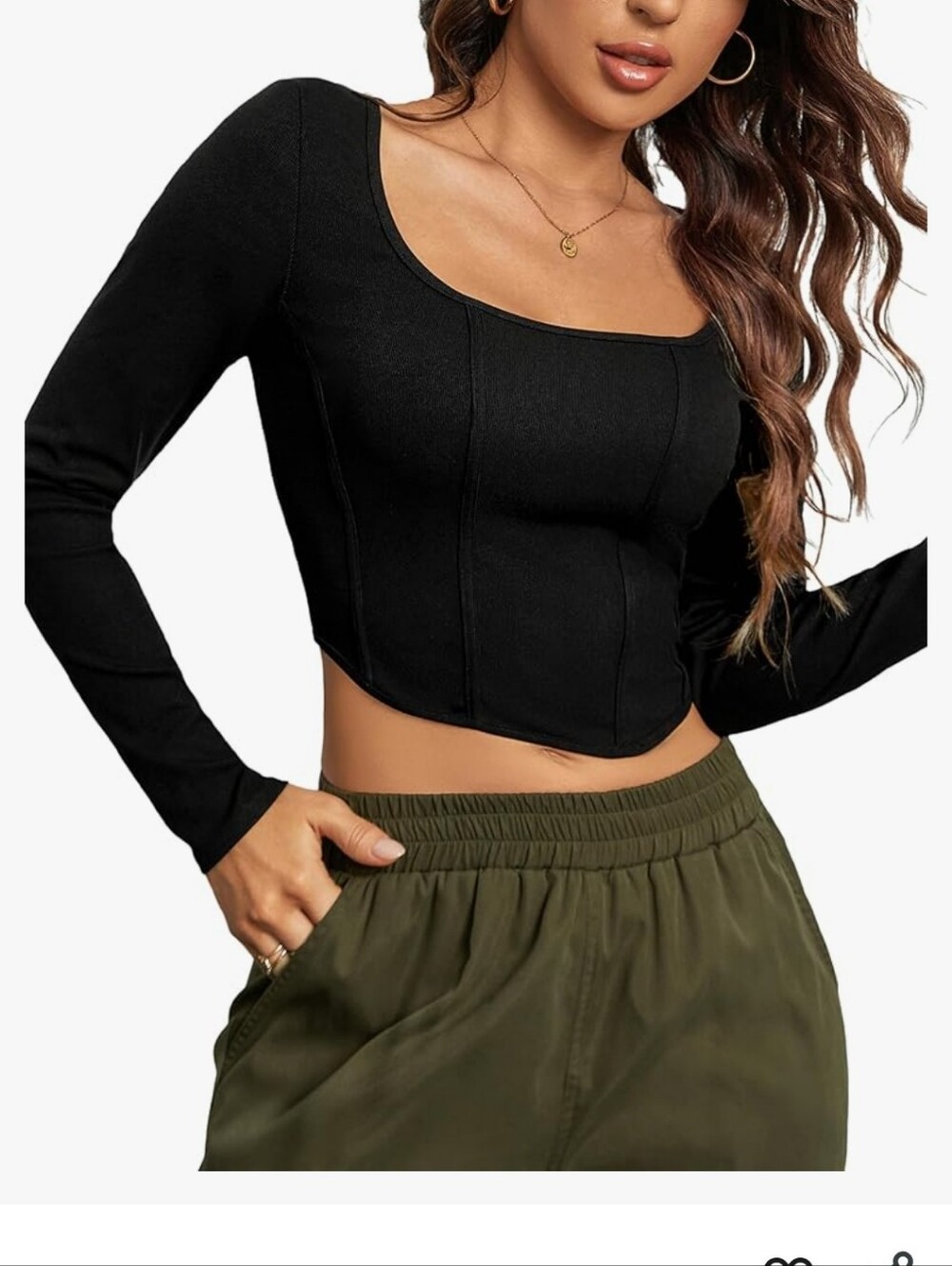 2/$20 Nwt XL Blooming Jelly Crop Ls Square Neck Top